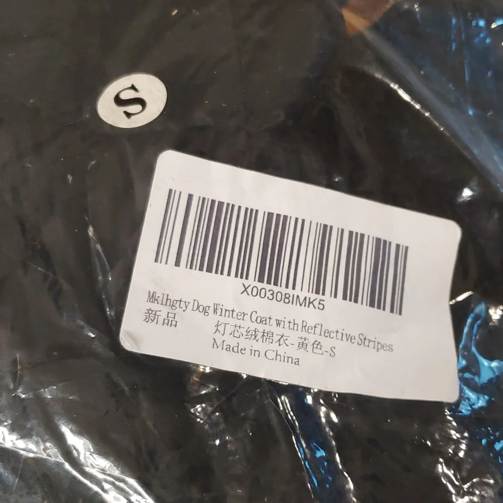 Mklhgty Dog Waterproof Reversible Yellow/Black Winter Coat Size S